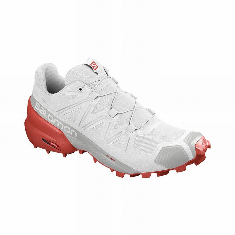 Chaussures De Trail Running Salomon Homme Blanche / Rouge - Salomon SPEEDCROSS 5 - France (7098-VZPC